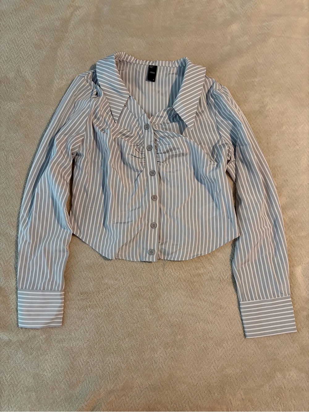 Cider Grey & White Vertical Stripe Blouse